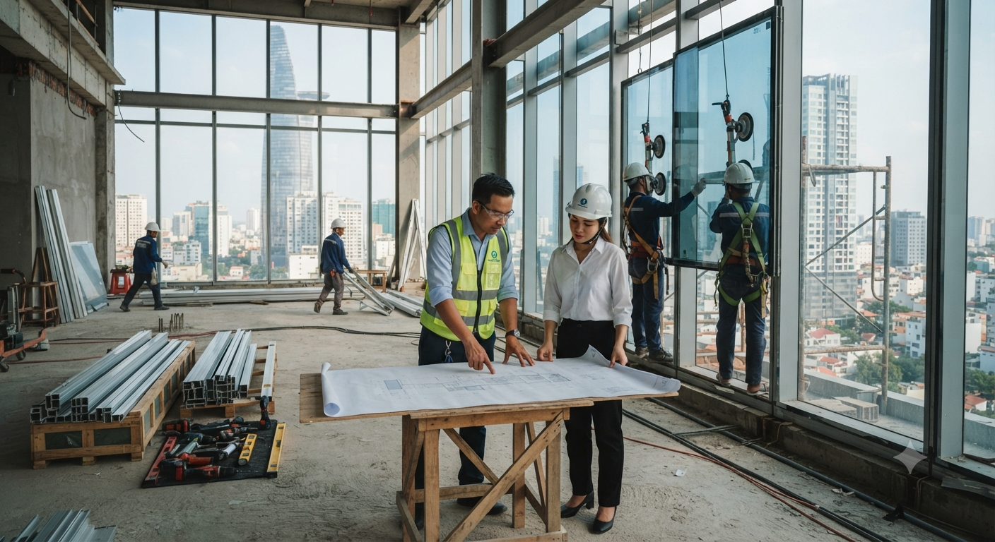 Phân tích quy trình tư vấn và thi công nhôm kính thực tế