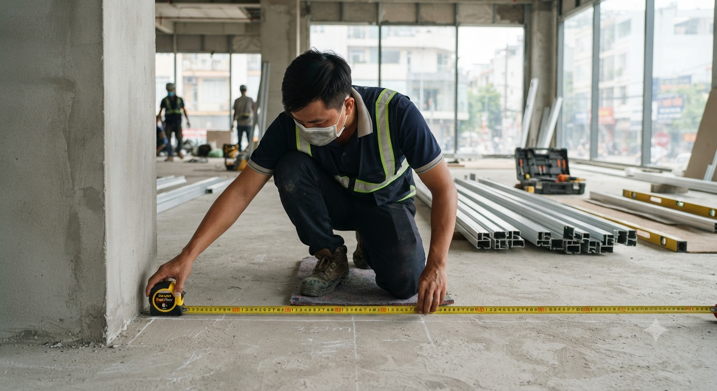 Cách đo chiều dài mặt bằng cần phân chia